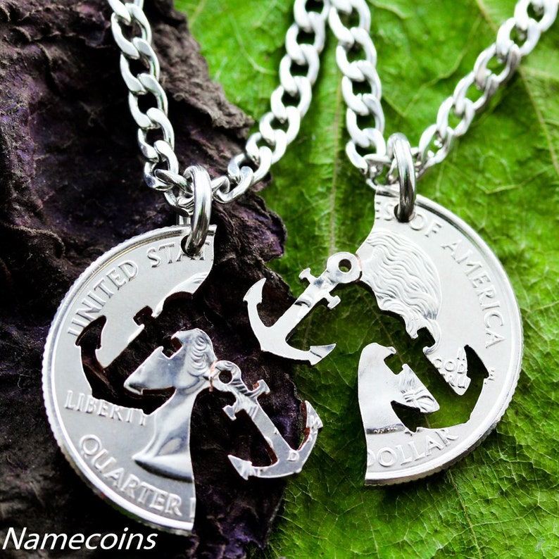 Anchor Best Friends Necklaces Couples or Friendship Jewelry Etsy