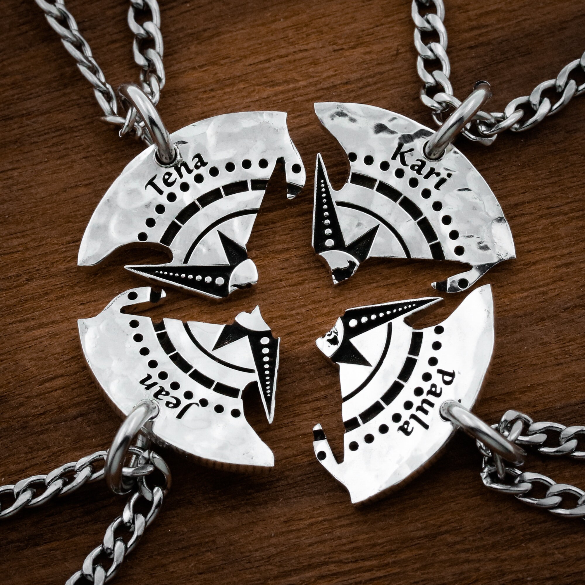 Family Necklace Deeply Engraved Names 