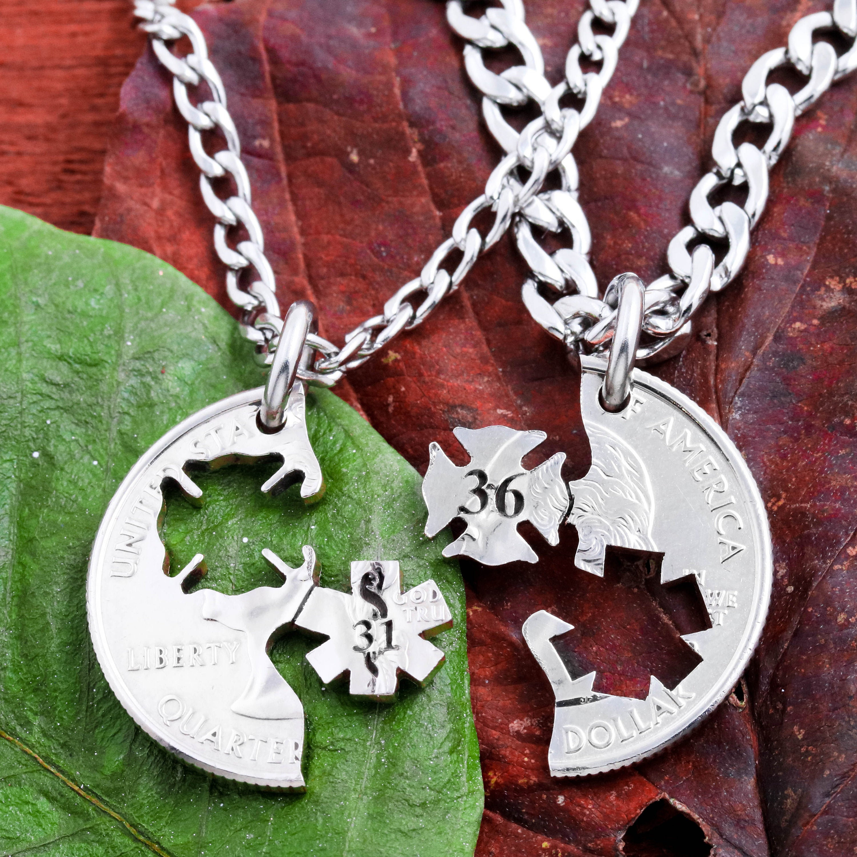 Collar de moneda tallada a mano: Bombero y estrella médica de la vida,  número personalizado - Etsy México, image size:3000x3000