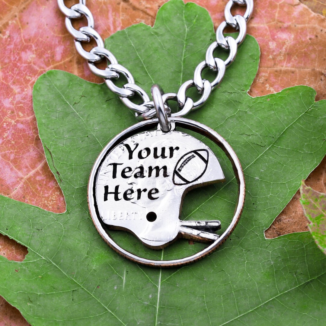 Custom Football Helmet Necklace, Your Team Here, Personalized Sports