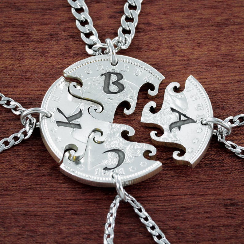 4 Best Friend Initial Necklaces 4 BFF Gifts Custom Etsy