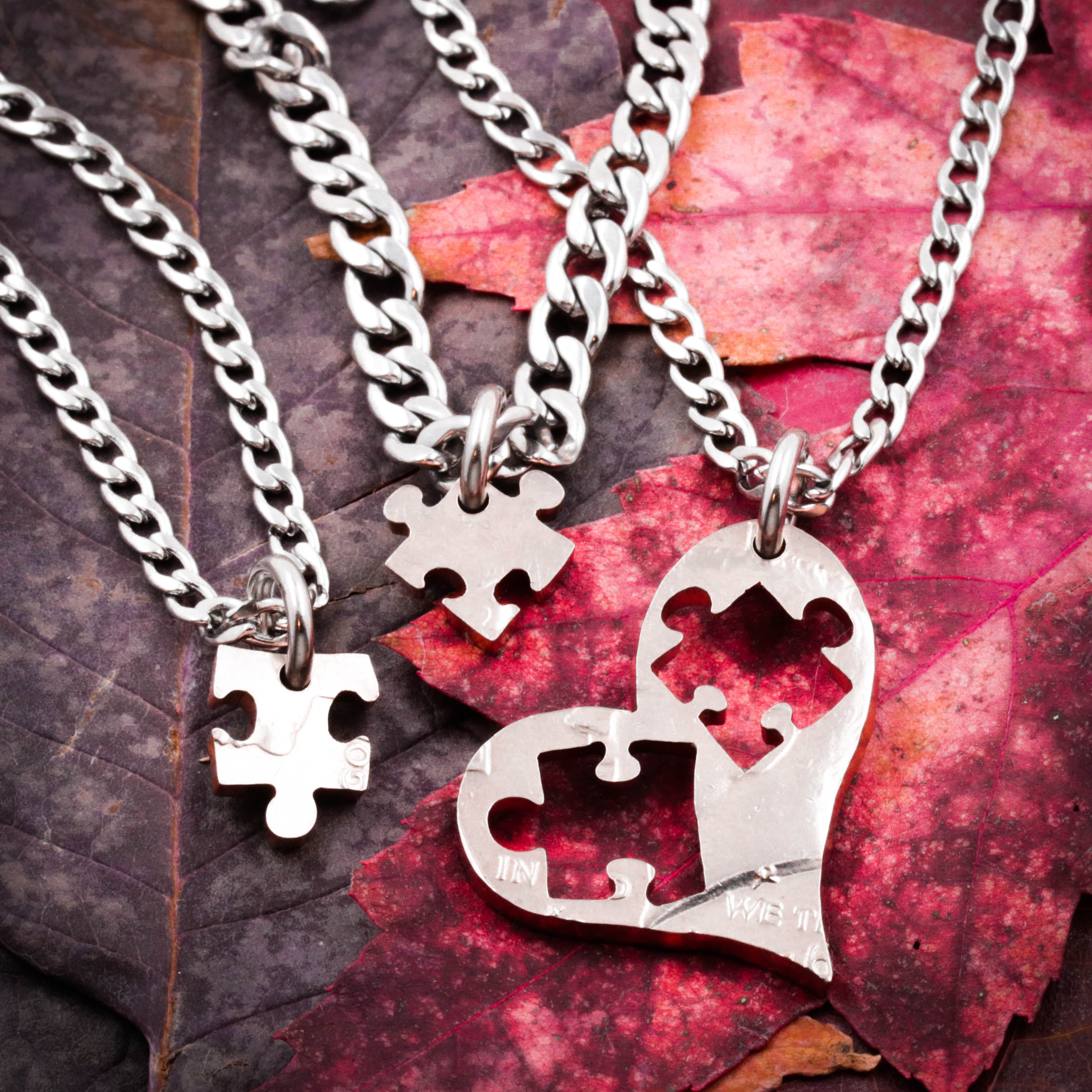 3 Pieces of My Heart Necklaces 3 Best Friends Puzzle Pieces Cut