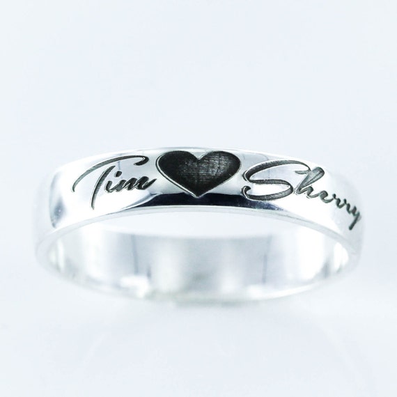 Buy Custom Couples Silver Name Ring, 2 Names With a Heart, Engraved,  Wedding, Anniversary, or Relationship Gift. Completely Customizable Online  in India - Etsy