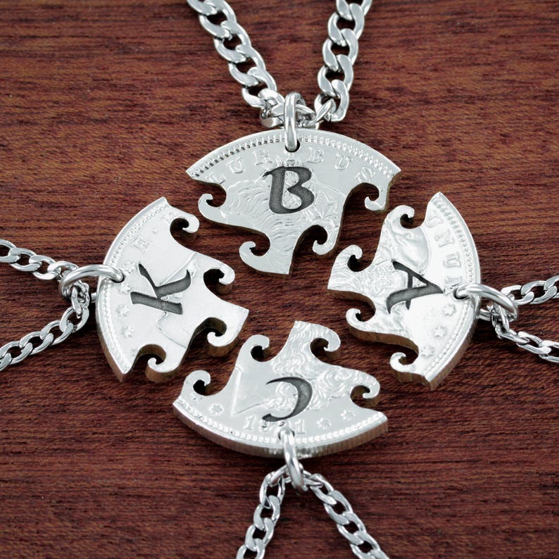 4 Best Friend Initial Necklaces 4 BFF Gifts Custom Etsy