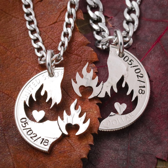 Anniversary Date Couples Necklaces Hearts On Fire Your Heart Etsy