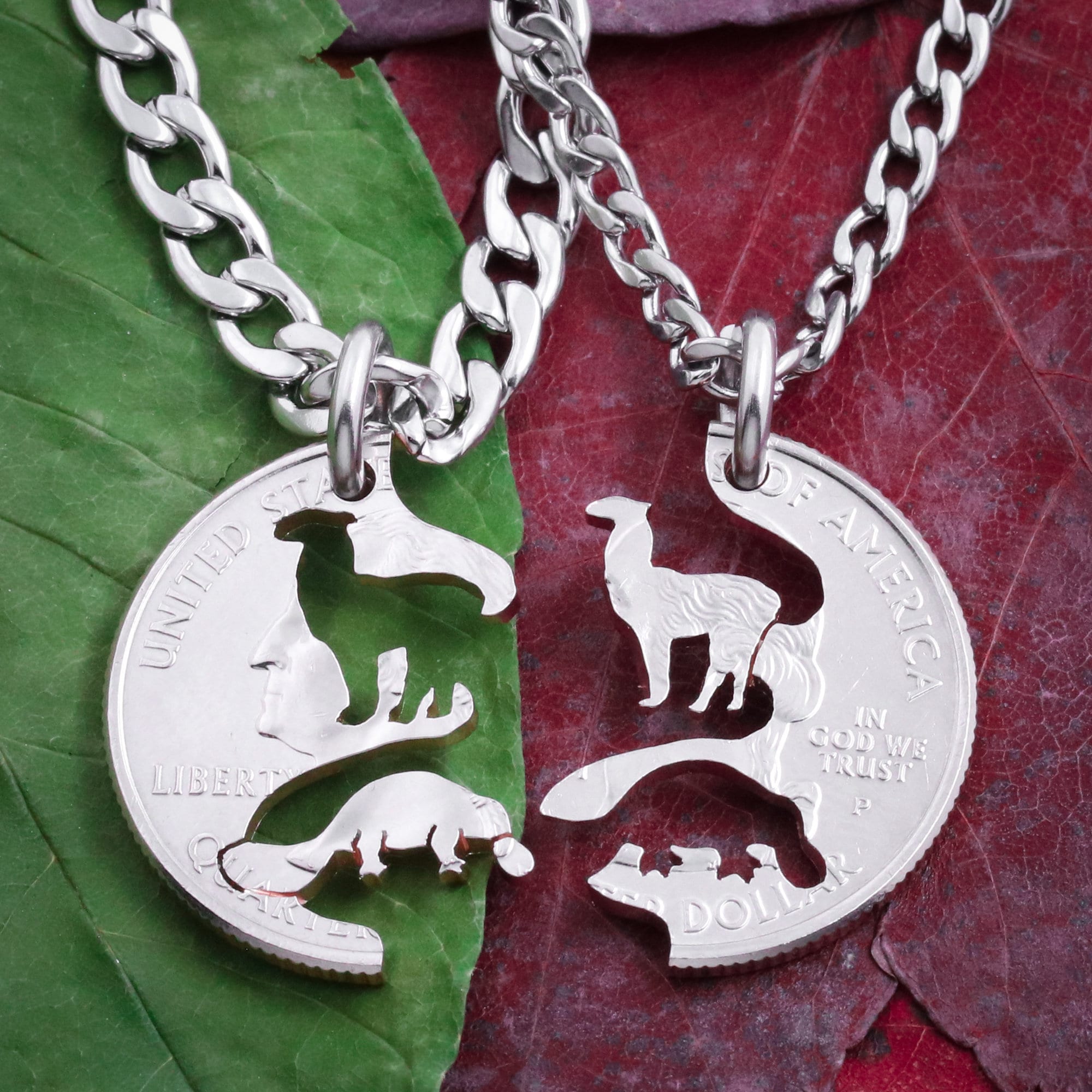 BFF Gift Platypus Best Friends Necklaces Friendship Jewelry Personalized Hand Cut Coin