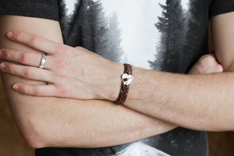 Guitar Pick Leather Bracelet Woven and Braided Bracelets Etsy