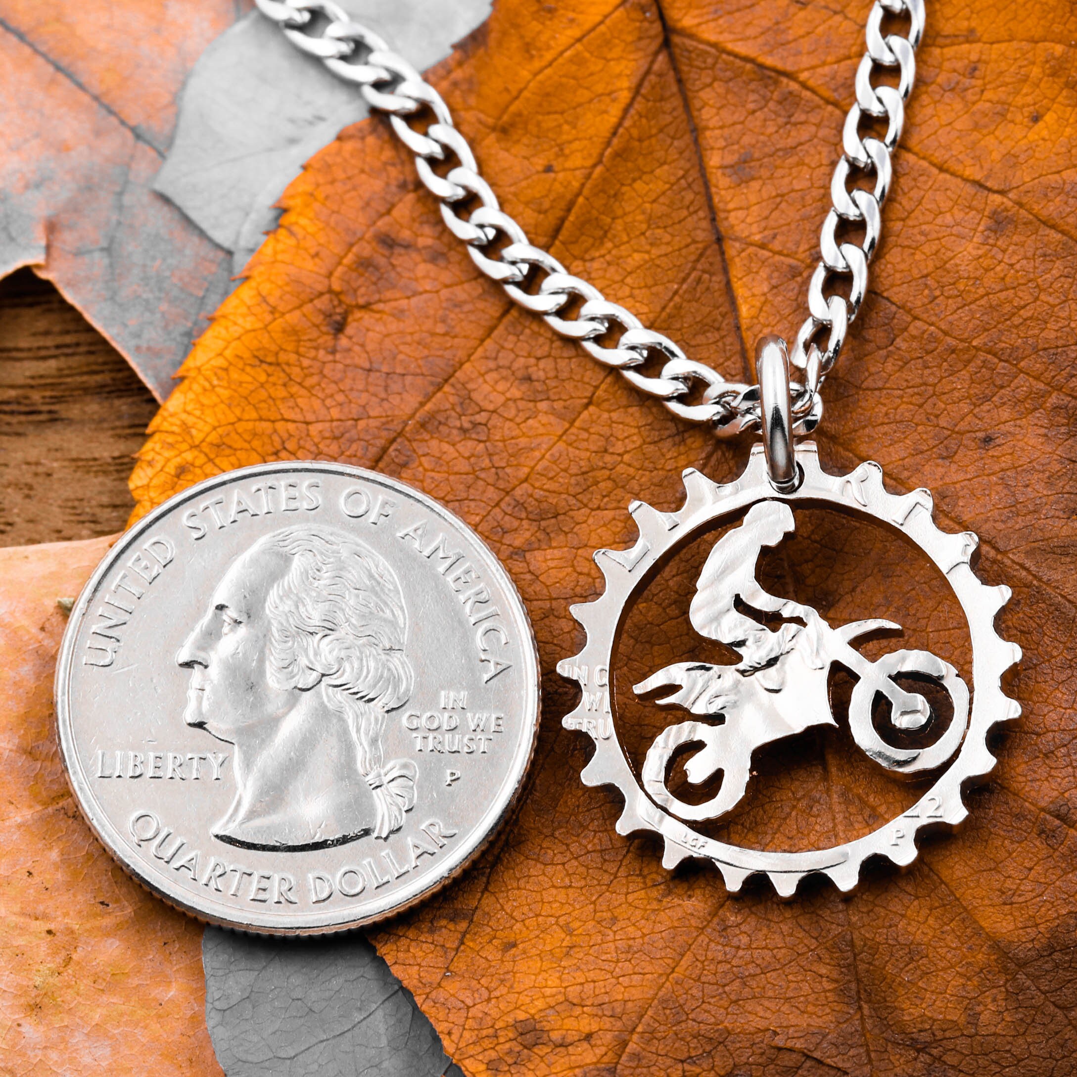 Hand Cut Coin Dirt Bike Rider Necklace: Motocross Jewelry Gift - Etsy