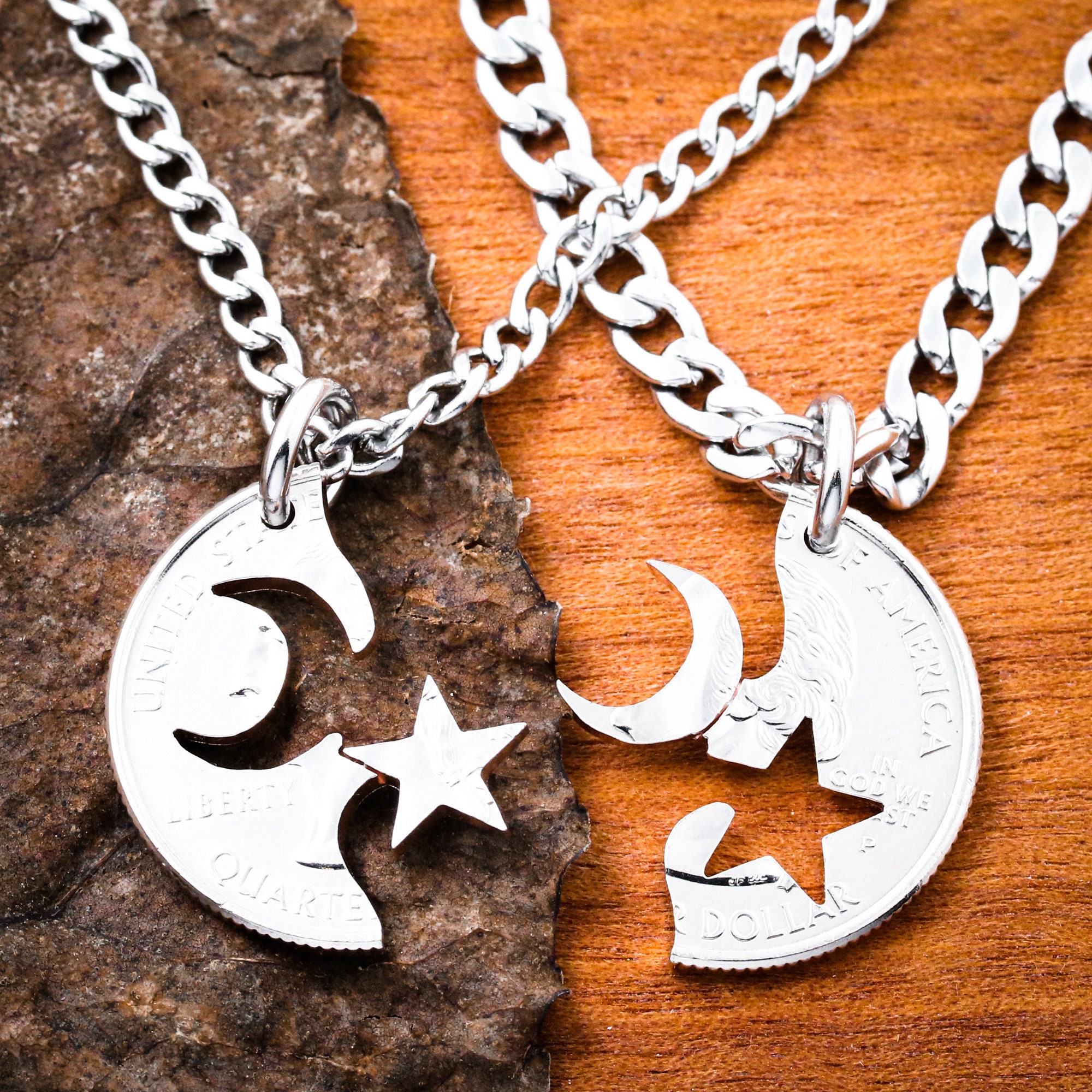 Moon and star couple cheap necklace