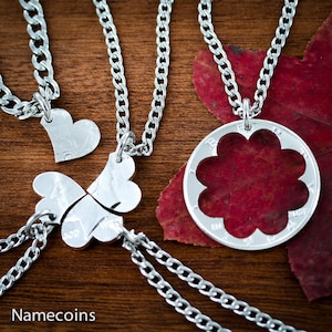 5 Best Friends Necklaces, 5 BFF Gifts, Heart Puzzle, Friendship or Family Jewelry
