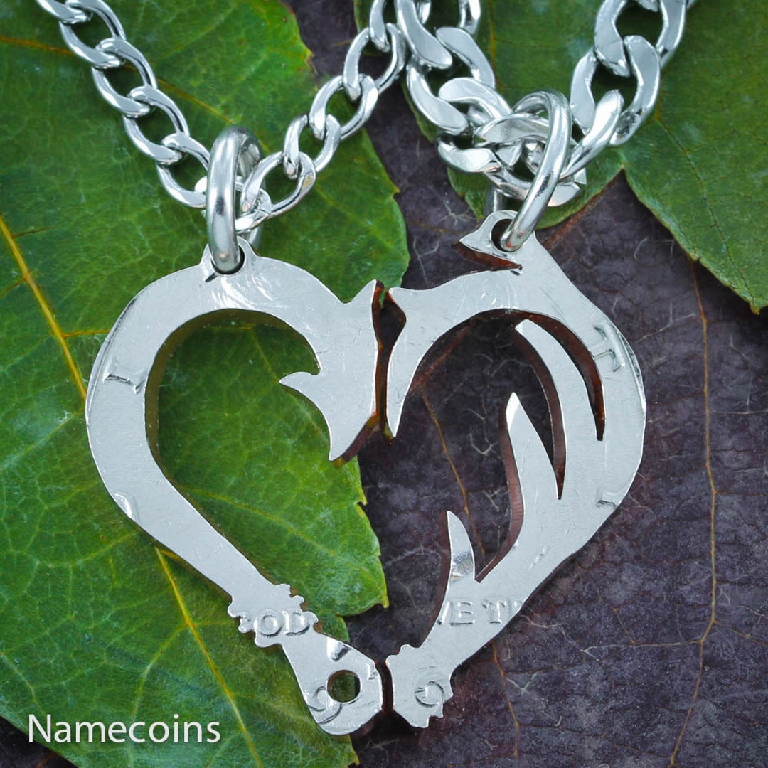 Fish Hook and Antler Necklaces for Couples Makes a Heart - Etsy Canada