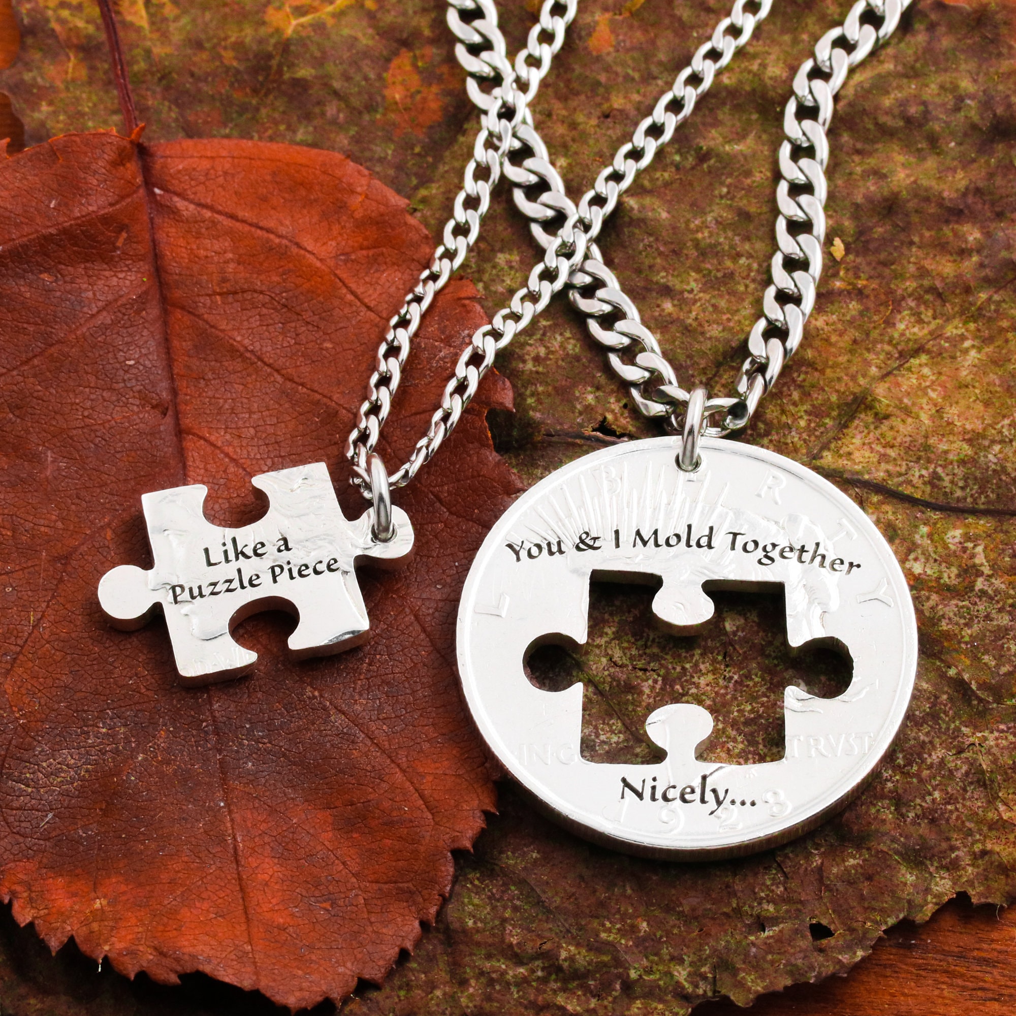 2 Collane Abbinate Per Coppie A Forma Di Puzzle In Acciaio Inox – Ciondoli Targhetta Cane Con Scritta D'Amore, Regalo San Valentino - 3