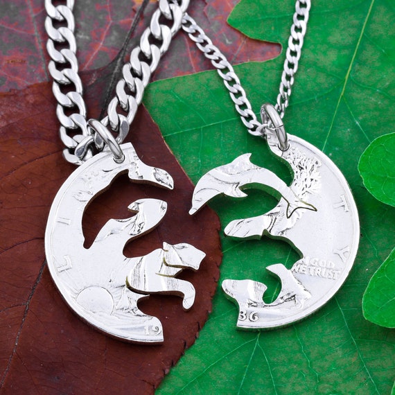 Dolphin and Panther Necklaces Interlocking Relationship Set - Etsy