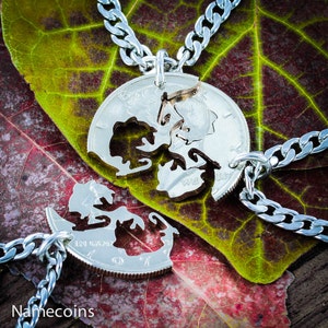 3 Piece Father and Sons Fishing Bass Necklaces, Three Best Friend Necklace, BFF, Hand Crafted, Hand Cut Coin