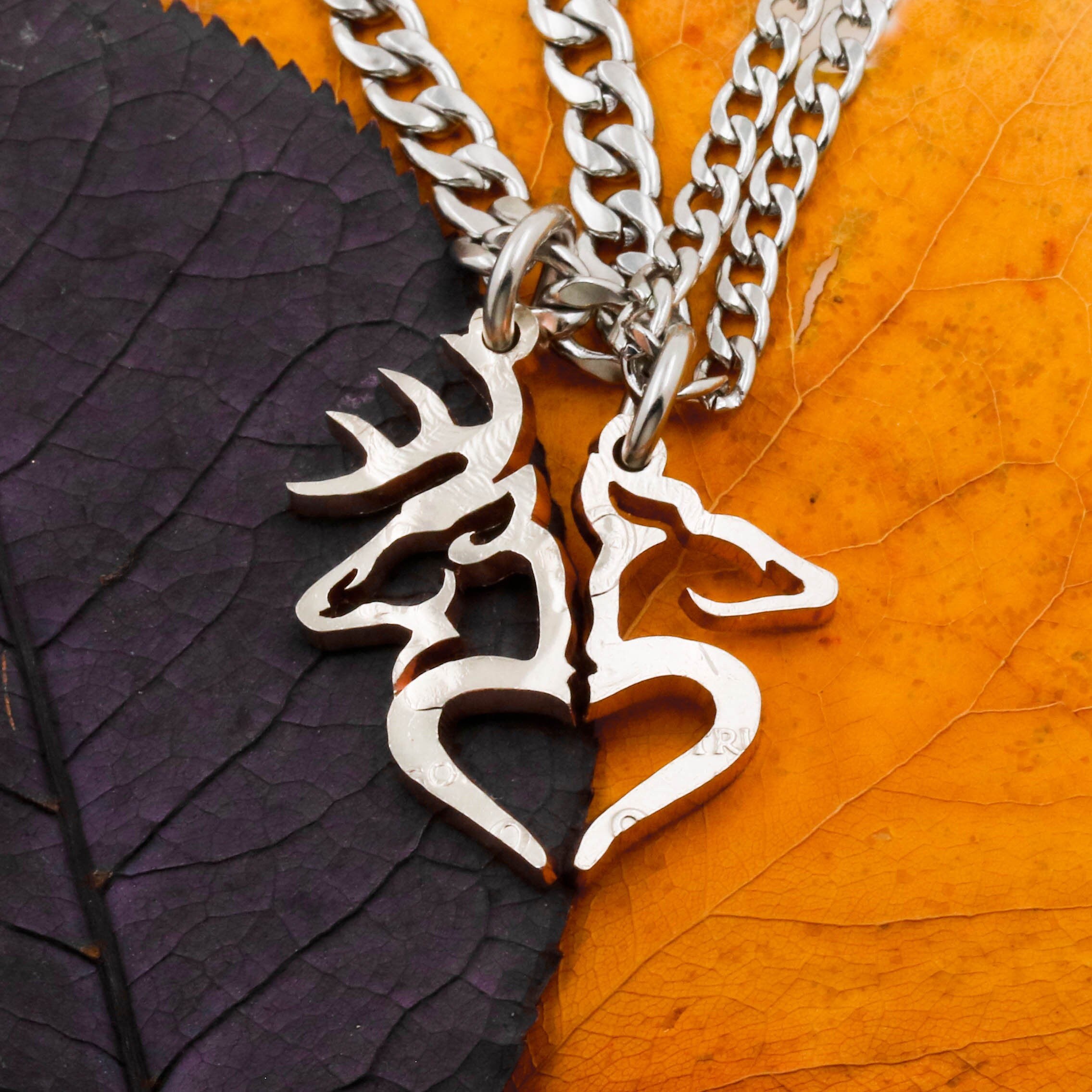 Buck and Doe Heart Couples Necklaces 