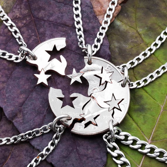 Star Friendship Necklaces 5 Best Friends Gift Interlocking Etsy