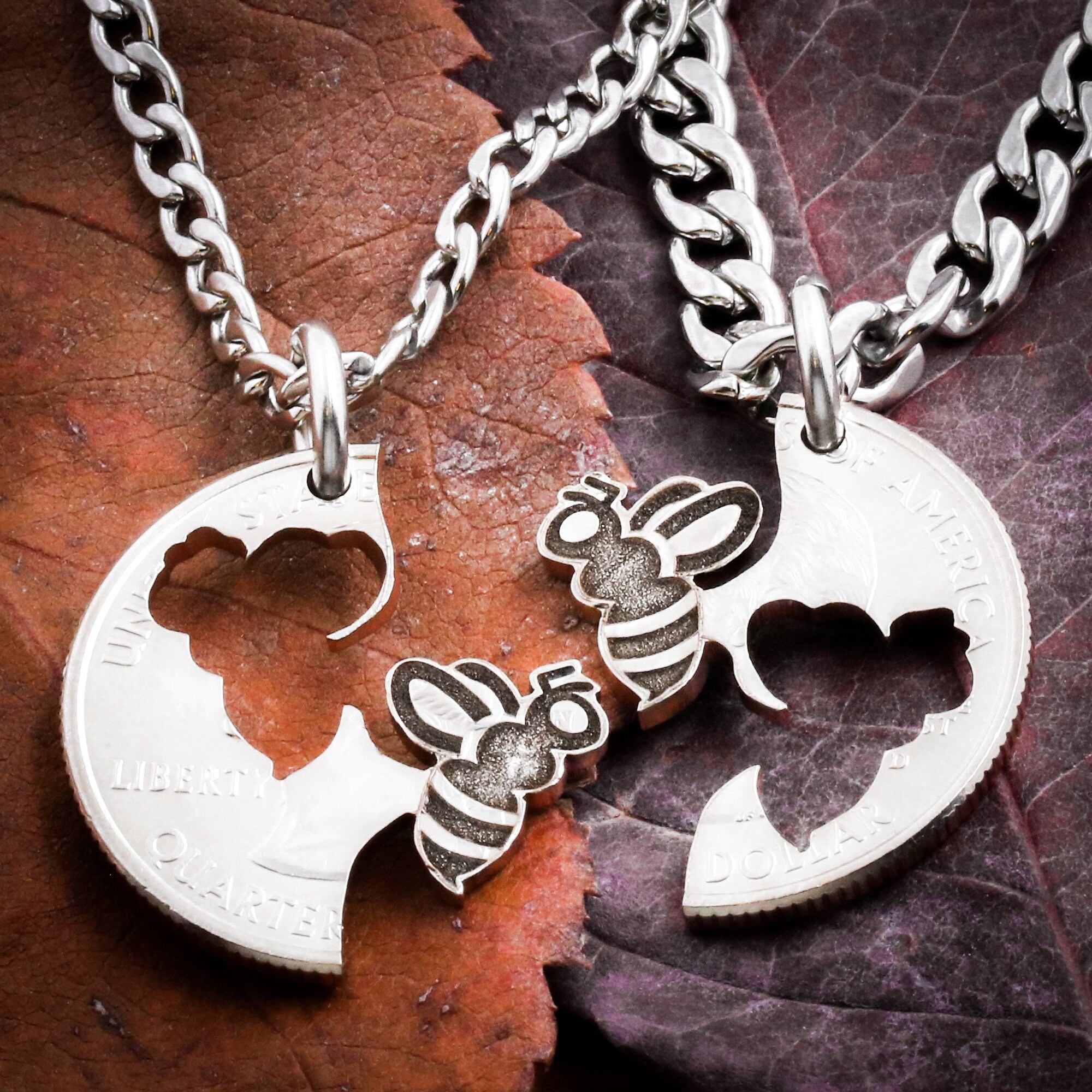 BFF Gift Platypus Best Friends Necklaces Friendship Jewelry Personalized Hand Cut Coin
