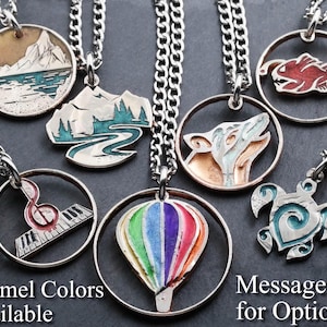 Scorpion Coin Necklaces, Hand Cut Friends Jewelry Set image 7