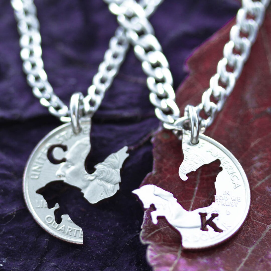 Wolf Interlocking Couples Necklaces Wolf Arrowhead Necklaces For
