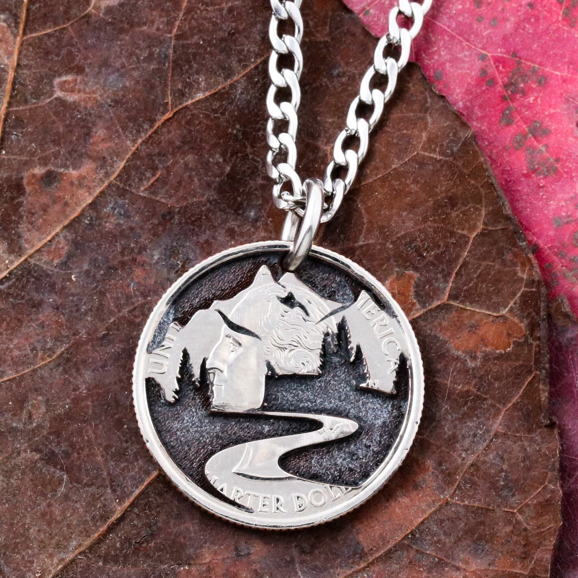 Trail Necklace Hiking Jewelry Hand Cut Coin Etsy