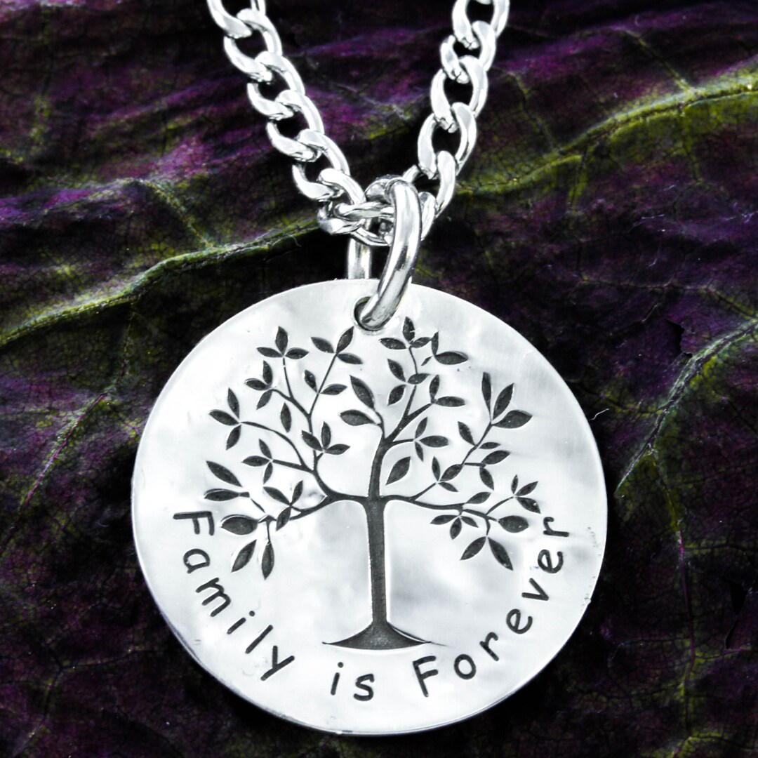 Family Tree Silver Necklace, Hammered Silver Coin - Etsy