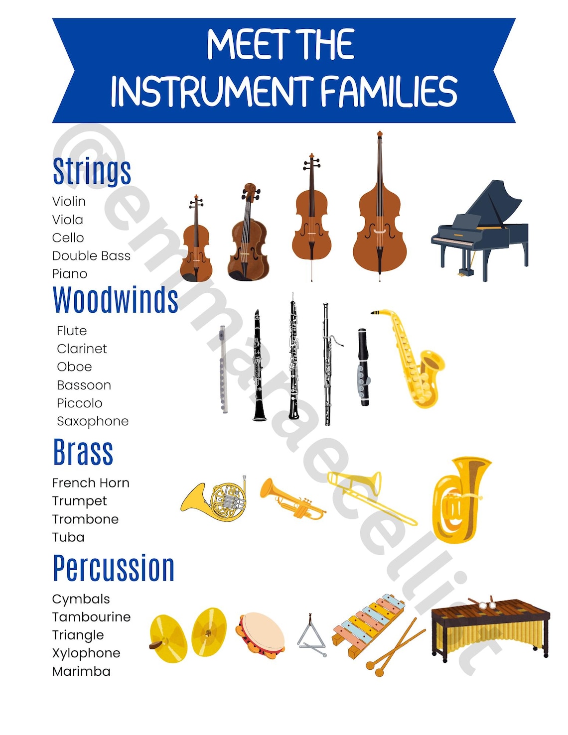 Meet the Instrument Families Poster - PDF Digital Download - Etsy Canada