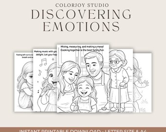 DESCUBRIENDO LAS EMOCIONES – Paso a paso • 37 páginas para colorear para niños • Juego de actividades imprimible • Descarga digital