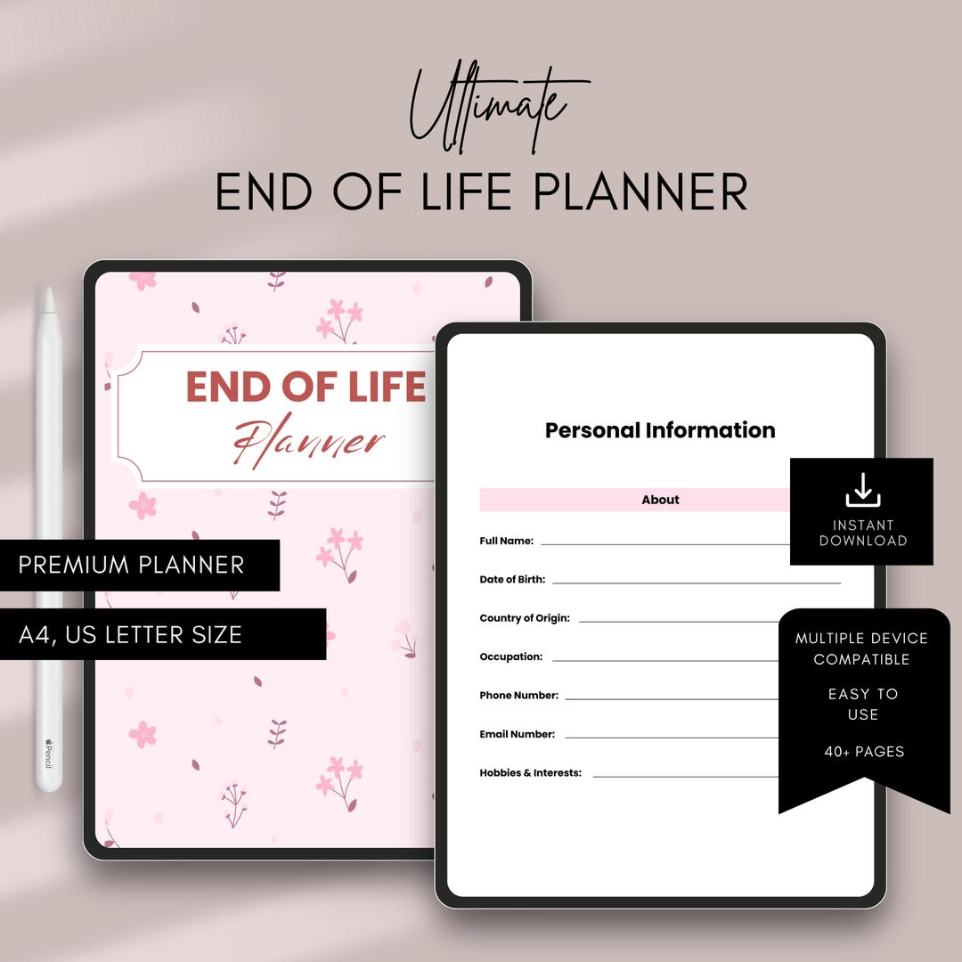 End of Life Planner Printable | Final Wishes Planner | Estate Planning ...