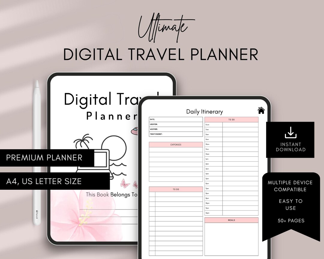 Digital Travel Planner Printable | Travel Itinerary Planner | Vacation ...
