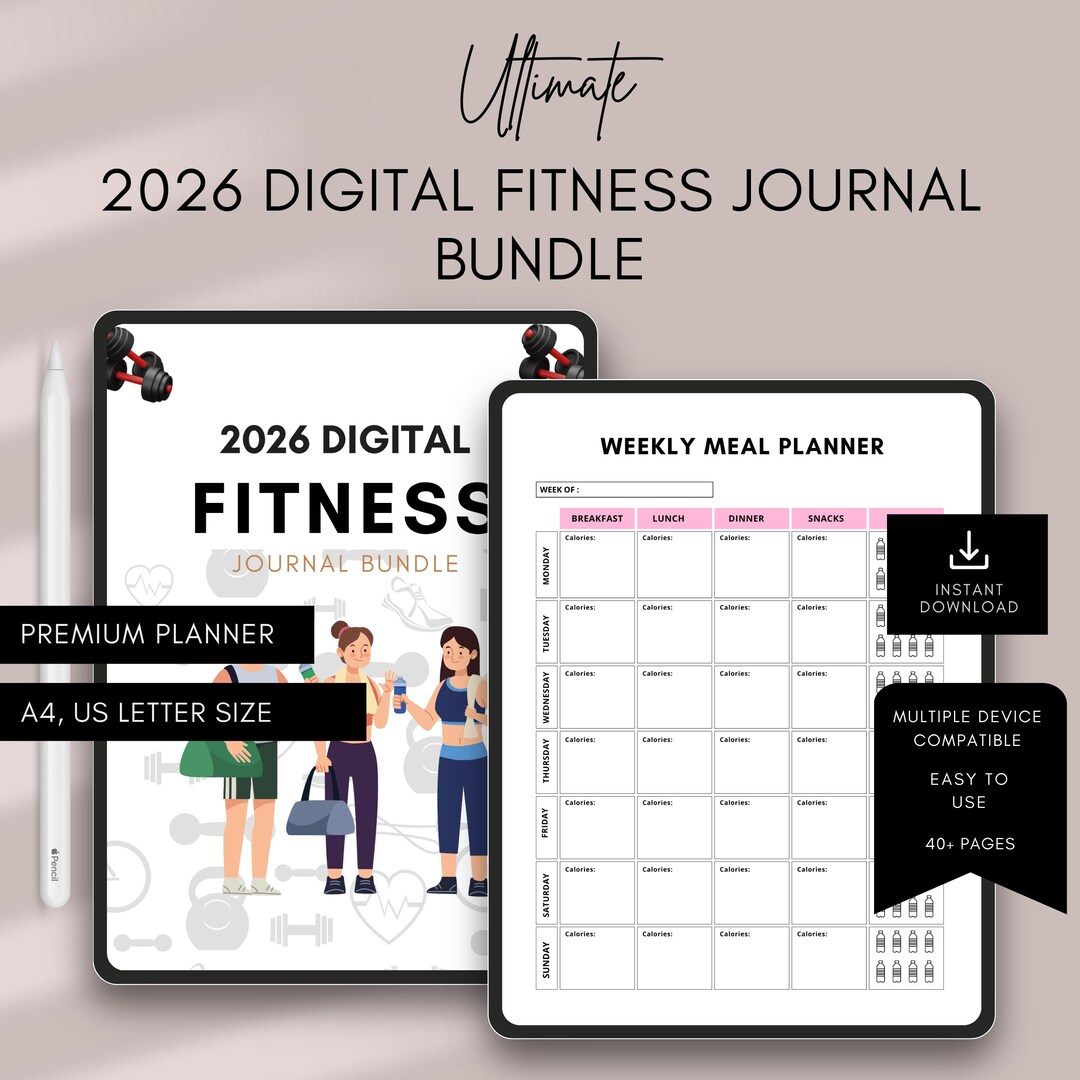 2026 Digital Fitness Journal Bundle | Workout Planner | Weight Loss ...