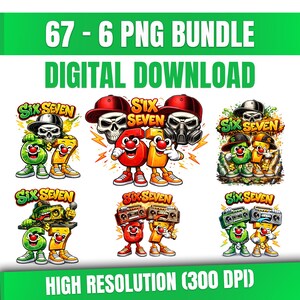 Six Seven Cartoon PNG Bundle | Funny Meme Sublimation Designs (Digital Download)