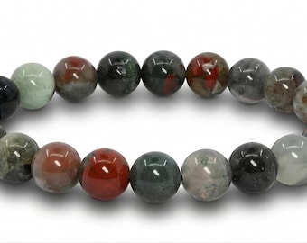 Braccialetto con perline di eliotropio, bracciale elastico fatto a mano con pietre preziose.