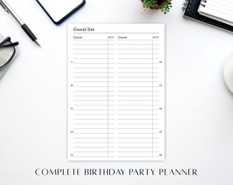 Birthday Party Planner: Canva Editable - Guest List, Venue, Decorations (Printable + Digital)