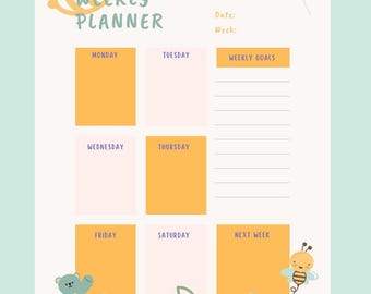 ADHD Weekly Planner Printable | Neurodivergent Weekly Spread | Pastel Dopamine Friendly | Instant Download PDF