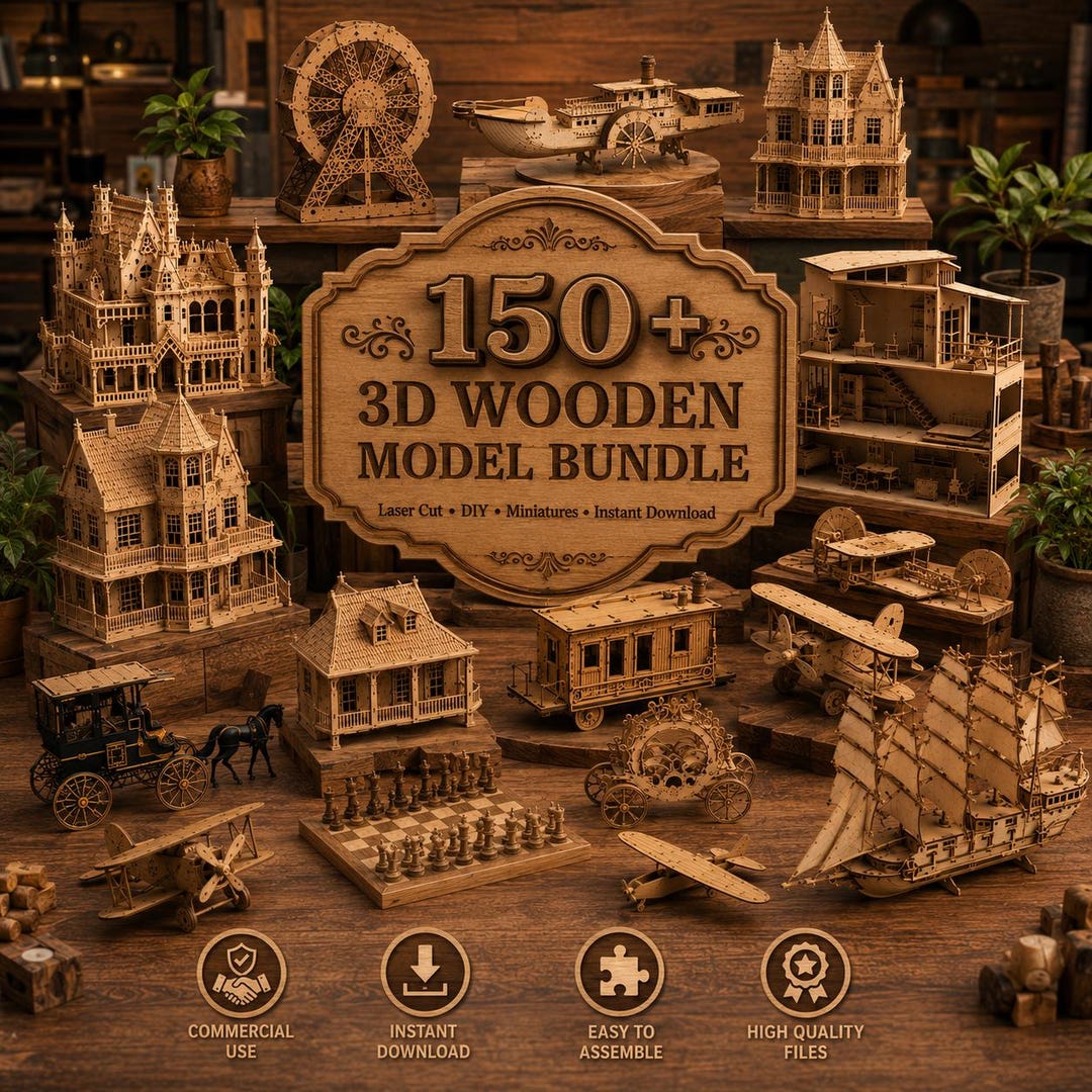 Real Model Svg 150+ 3D Wooden Model Bundle SVG | Laser Cut Files for CNC & Glowforge ...