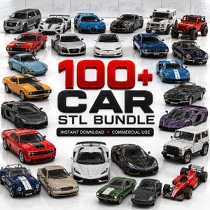 Paquete de más de 100 archivos STL de vehículos: superdeportivos, clásicos, camiones y coches de carreras (descarga digital).