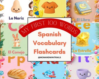 Spanisch Vokabelkarten – Meine ersten 100 Wörter, Frühlernen (PDF-Muster)