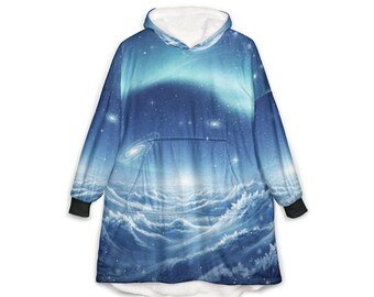 Manta con capucha Aurora Sky / Estampado de nubes de auroras boreales