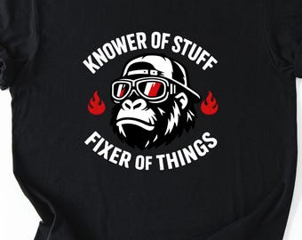 Knower of Stuff Fixer of Things Funny Monkey PNG: Funny Monkey Humor png Problem Solver Design (Digital Download)