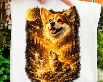 Corgi Howling at the Moon PNG, Funny Vintage Mystical Dog Art PNG, Corgi Moon Mystical Dog Dog Lovers png (Digital Download)