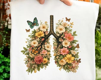 Lungs Made of Flowers PNG, Blossoming Respiratory Beauty PNG, Floral Anatomy Art png Botanical Medical Illustration (Digital Download)