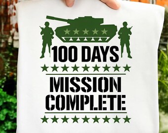 Funny 100 Days of School 100 Days Mission Complete for Kids PNG: 100th Day Student png School Art (Digital Download)