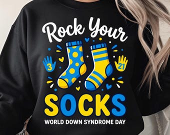 Rock Your Socks 3/21 World Down Syndrome Day Awareness PNG: Down Syndrome Awareness png Colorful Socks 321 Support (Digital Download)
