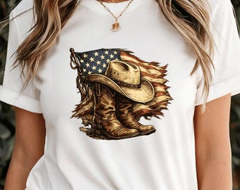 Rustic Rodeo Patriot PNG, Western Cowboy Boots Hat Americana PNG, Vintage USA Western Art png 4th Of July Country Graphic (Digital Download)