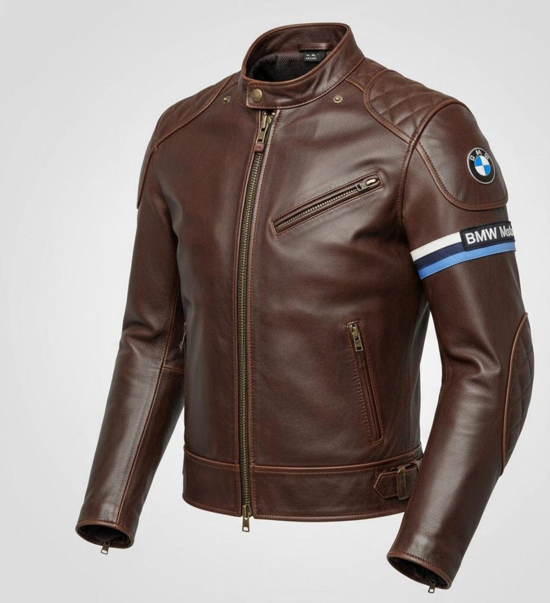 BMW Motorrad Leather Jacket | Premium Café Racer Heritage Brown Jacket ...