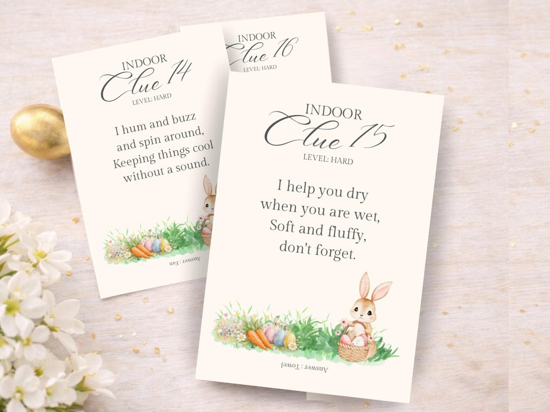 Easter Egg Hunt Clue Cards Printable, Indoor Outdoor Easter Scavenger ...