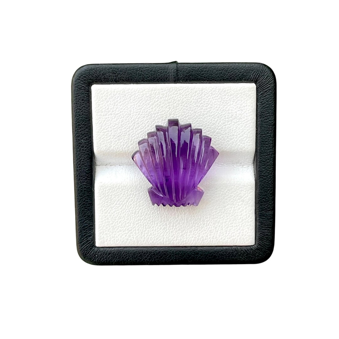 Hand Carved Amethyst Shell Gemstone | Purple Crystal Carving | Natural ...