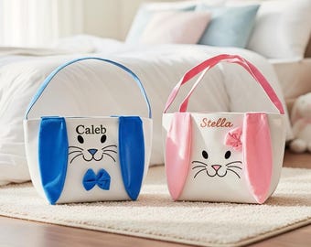 Canasta de Pascua personalizada para niños, nombre personalizado, canasta de Pascua para niño o niña, canasta de búsqueda de huevos de Pascua, canasta de conejito para niños, canasta de Pascua