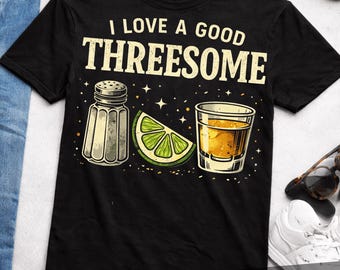 I Like a Good Threesome PNG, Salt Lime Shot Retro PNG, Funny Tequila Shirt Design, Margarita Drinking Graphic, Party PNG Download