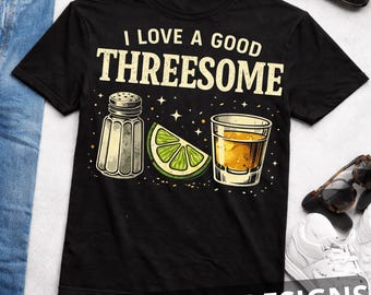 Ich mag einen guten Dreier PNG, Salz Limette Schuss Retro PNG, Lustiges Tequila Shirt Design, Margarita Trink Grafik, Party PNG Download